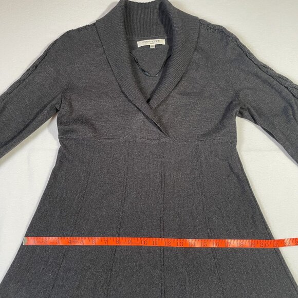 Evan-Picone Sweater Dress Size L Charcoal Midi Long Sleeves V Neck - Picture 11 of 15